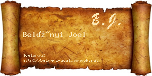 Belányi Joel névjegykártya